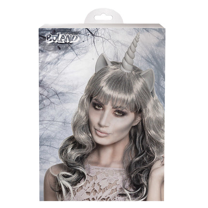 Perruque d'Halloween Licorne grise