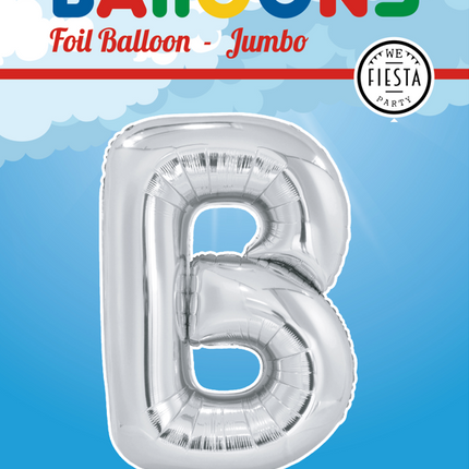 Ballon de baudruche Lettre B Argent XL 102cm vide