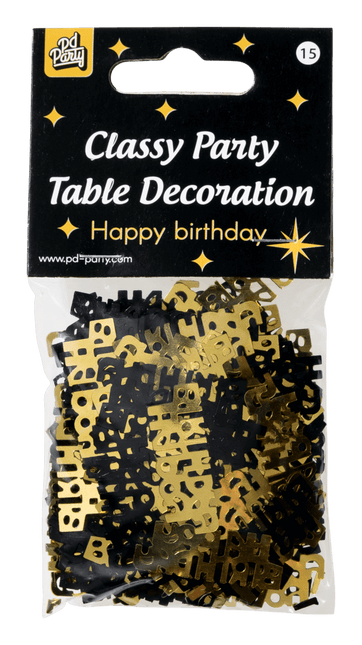 Confetti de table Happy Birthday Or/Noir 20gr