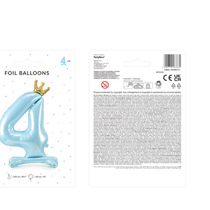 Ballon de baudruche Figure 4 Bleu clair Standard Vide 84cm