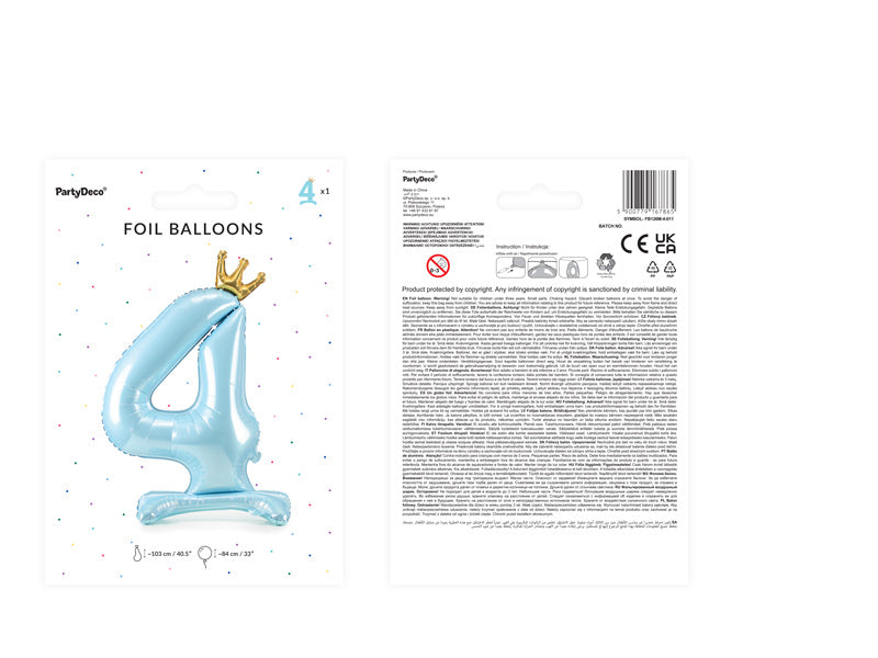 Ballon de baudruche Figure 4 Bleu clair Standard Vide 84cm