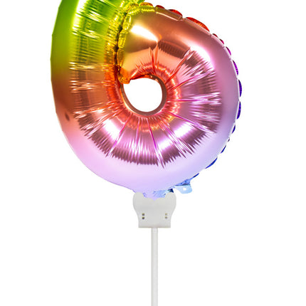 Ballon de baudruche Figure 6 Arc-en-ciel 36cm avec bâton