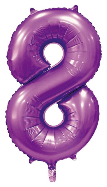 Ballon numéro violet 8 ans brillant 86cm