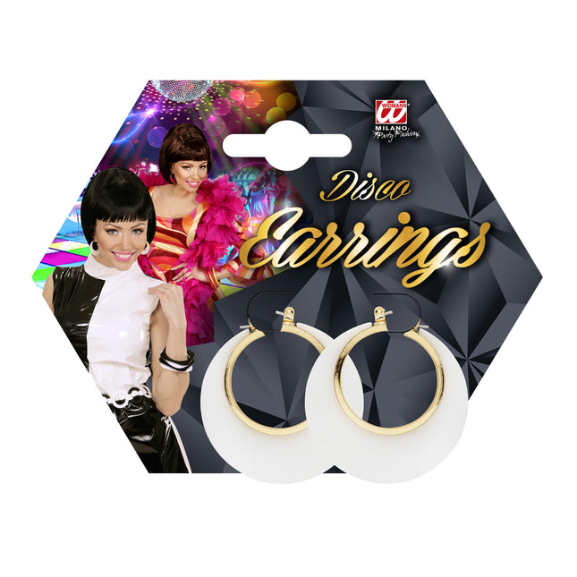 Boucles d'oreilles Disco 70S or blanc