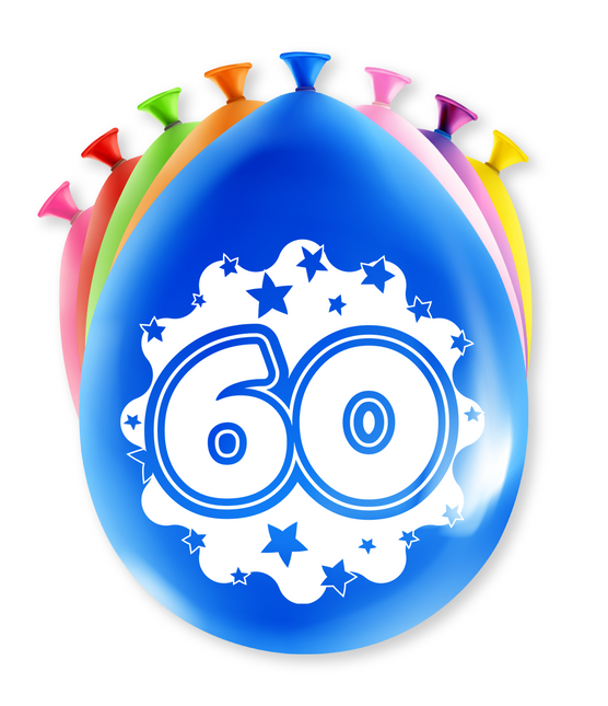 Ballons 60 Years Hurrah 30cm 8pcs