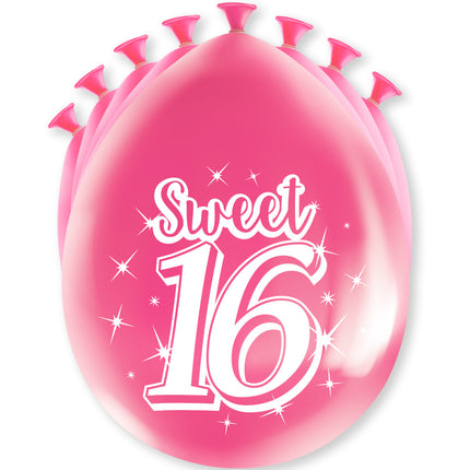 Sweet 16 Balloons 16 Years Pink 30cm 8pcs