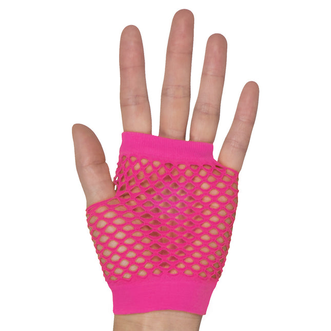 Gants en résille rose fluo