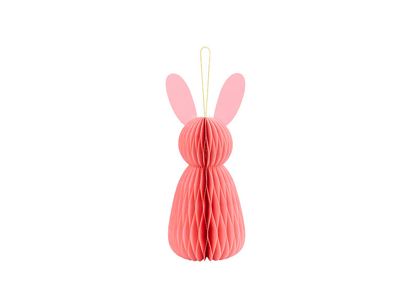 Lapin rose en nid d'abeille 30cm