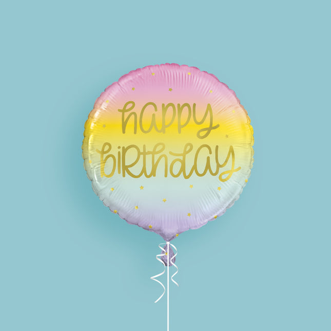 Ballon à l'hélium Happy Birthday Pastel 45cm vide