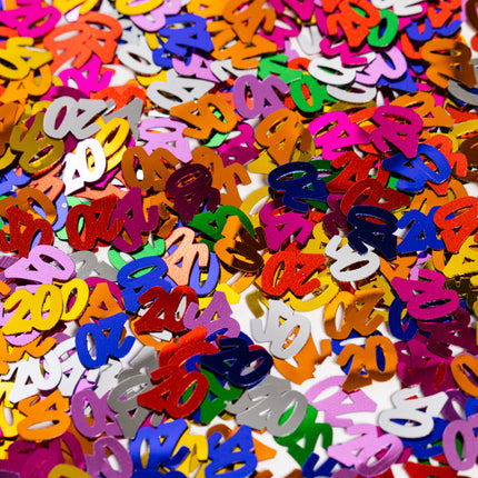 Confettis de table 20 ans colorés