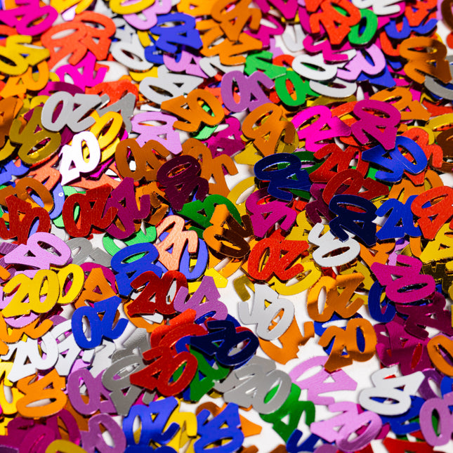 Confettis de table 20 ans colorés