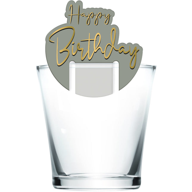 Marqueurs en verre Happy Birthday Golden Dawn 12pcs