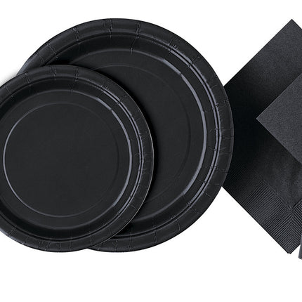 Assiettes noires 22cm 8pcs