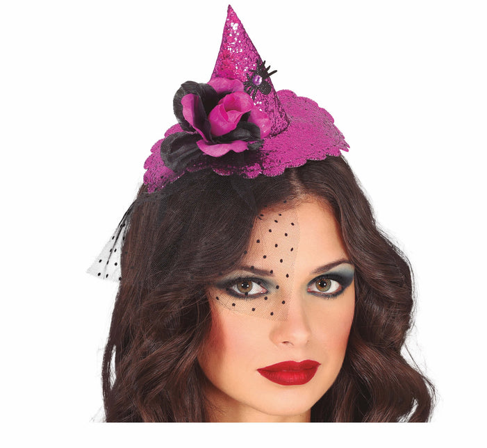 Bandeau d'Halloween violet Mini chapeau de sorcière