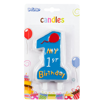 Bougie bleue 1 an Mon 1er anniversaire 8cm