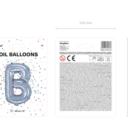 Ballon de baudruche Lettre B Holographique Vide 35cm