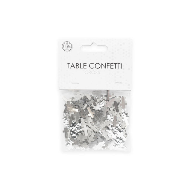 Croix de confettis de table en argent 14g