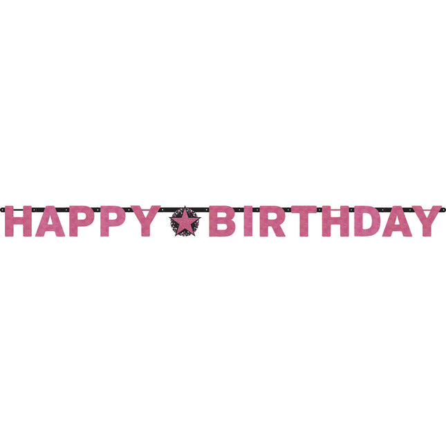 Guirlande de lettres d'anniversaire Happy Birthday Rose 2.13m