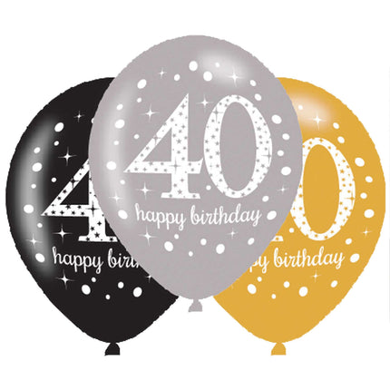 Ballons 40 Years Happy Birthday 27.5cm 6pcs