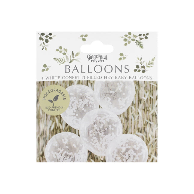 Ballons Confetti Hey Baby 30cm 5pcs