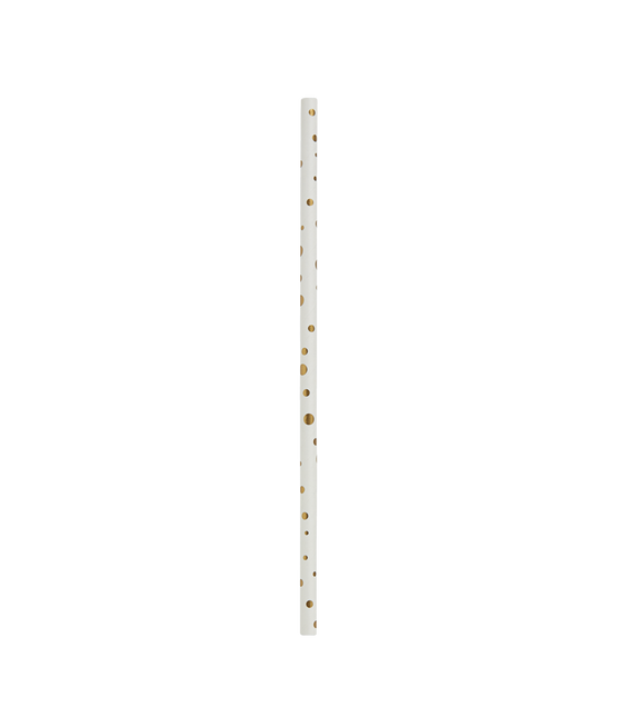 Pailles en papier Gold Dots White 20cm 8pcs