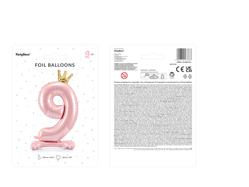 Ballon de baudruche Figure 9 Rose Clair Standard Vide 70cm