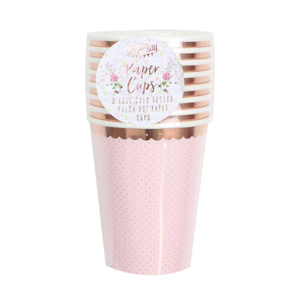 Tasses or rose Dots 260ml 8pcs