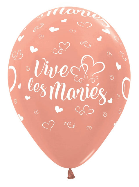 Ballons Vive Les Maries Hearts Metallic Rose Gold 30cm 25pcs