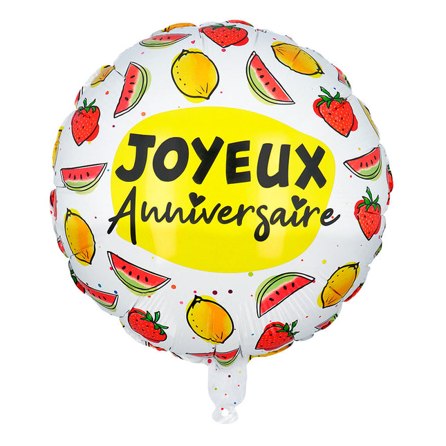 Ballon à l'hélium Fruit Joyeux Anniversaire Double face Vide 45cm