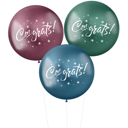 Ballons Congrats Mauve Vert Bleu 48cm 3pcs