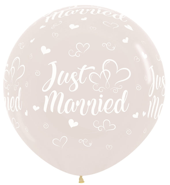 Ballons Just Married Hearts Crystal Clear 2 Pieces