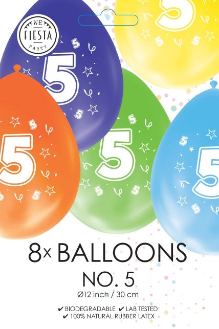 Ballons colorés 5 ans 30cm 8pcs