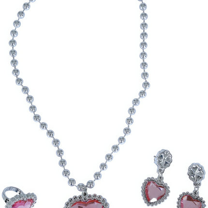 Ensemble de bijoux argent cœur rose