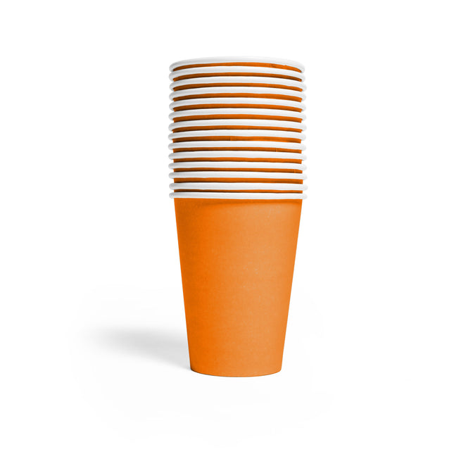 Gobelets orange en papier 210ml 14pcs