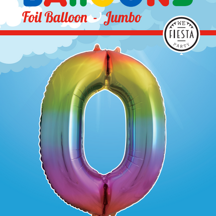 Ballon de baudruche Figure 0 Rainbow XL 86cm vide