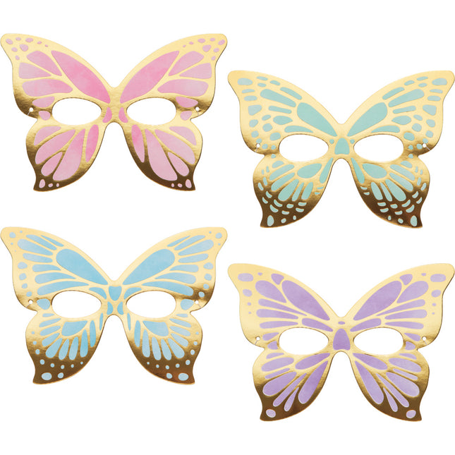 Masques de papillon colorés 19cm 8pcs