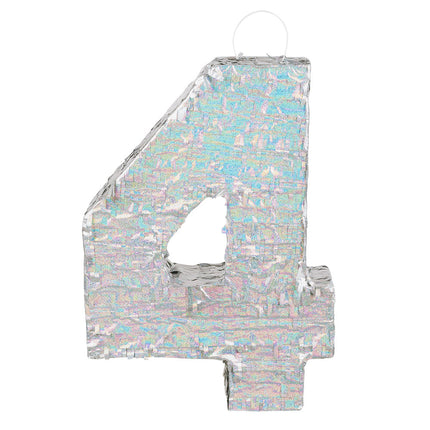 Pinata argentée 4 ans holographique 40cm