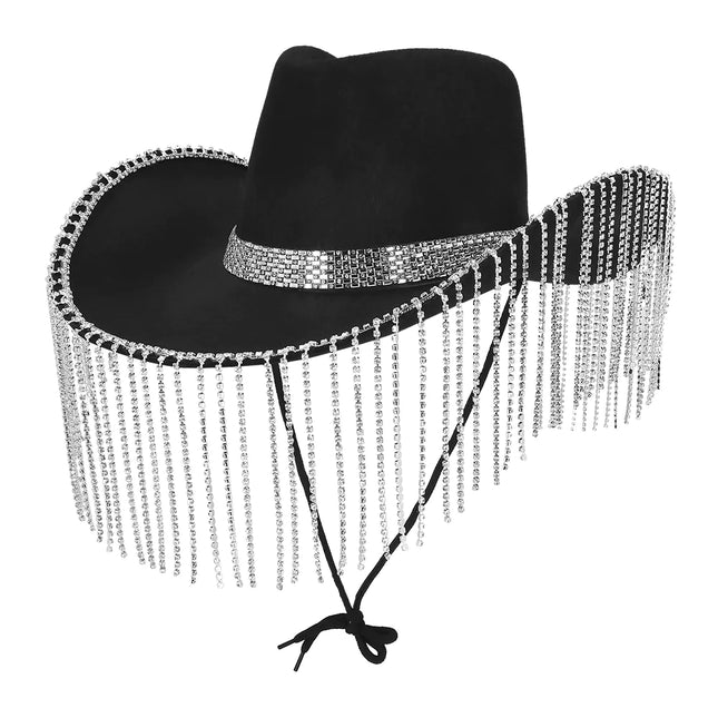 Chapeau de cowgirl noir pailleté