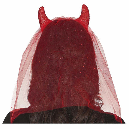 Bandeau rouge Diable avec voile