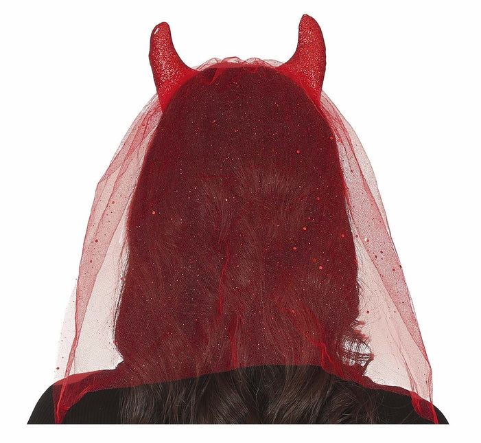 Bandeau rouge Diable avec voile