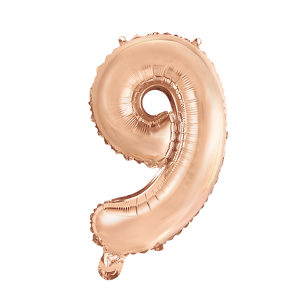 Ballon de baudruche Figure 9 Rose Gold 41cm avec paille