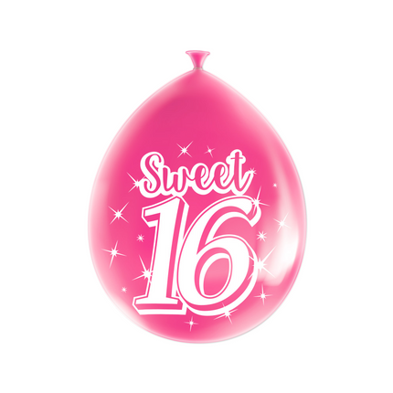 Sweet 16 Balloons 16 Years Pink 30cm 8pcs