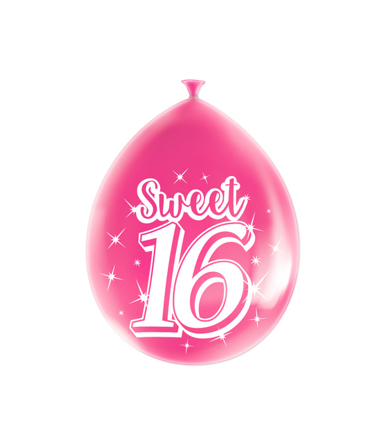 Sweet 16 Balloons 16 Years Pink 30cm 8pcs