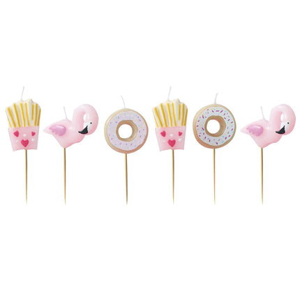 Set de bougies Flamingo/ Donut/ Fries 6pcs