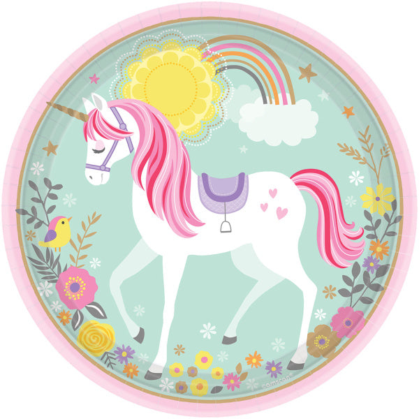 Assiettes Licorne Papier 23cm 8pcs