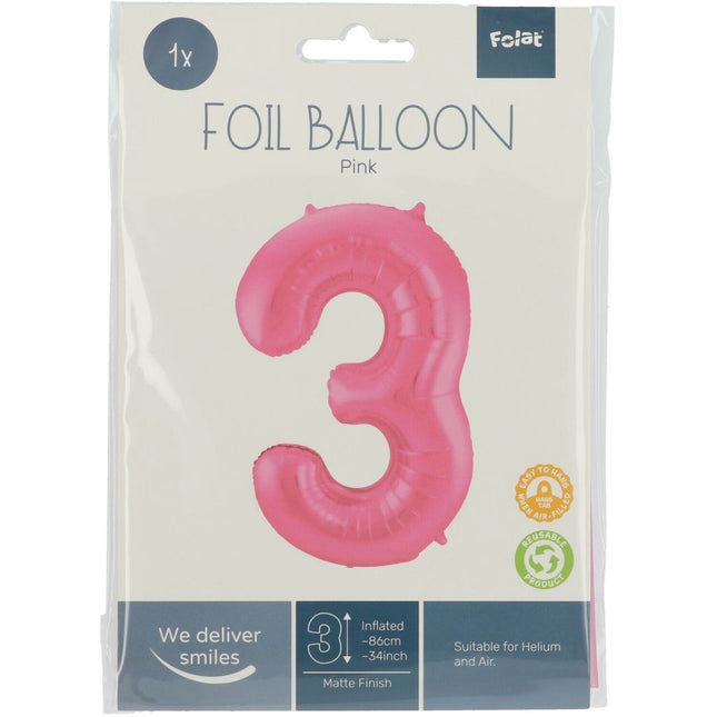 Ballon de baudruche Figure 3 Rose mat XL 86cm vide