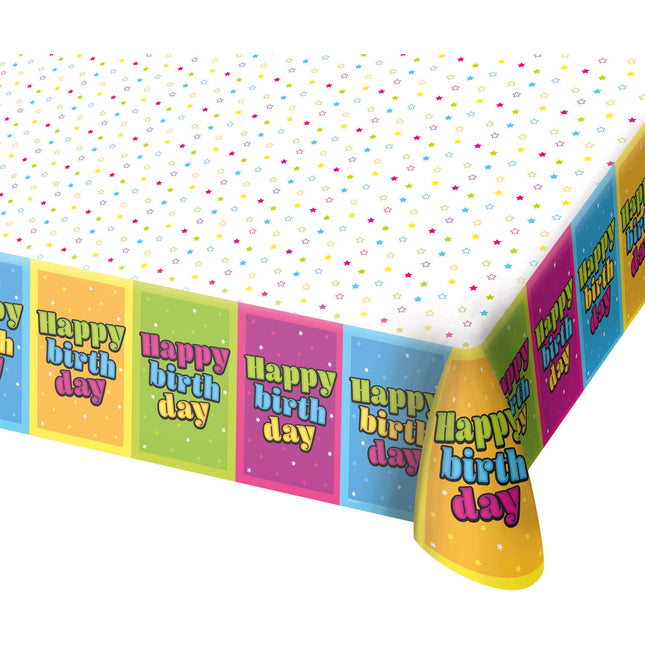 Nappe Happy Birthday colorée 1.8m