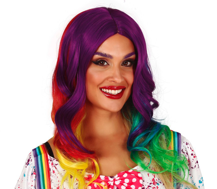 Perruque Demi-Cheveux Longs Multicolore