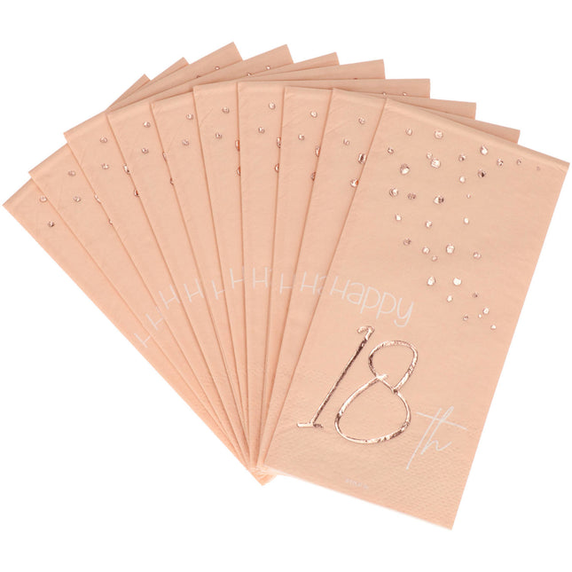 Serviettes de table 18 ans or rose 33cm 10pcs