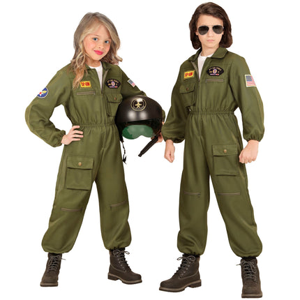 Costume de pilote vert foncé enfant